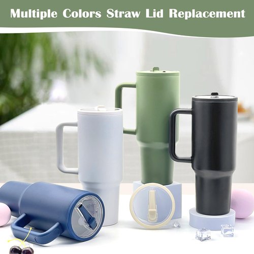 Stanley Quencher Flip Straw Lid - 2 Pack Reusable, Leak Proof for 30 OZ Tumbler (White)