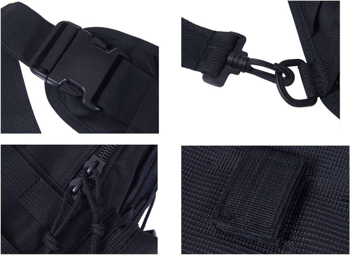 Military Tactical Sling Backpack for Outdoor Sports - FAMI Everyday Carry Bag (Black)