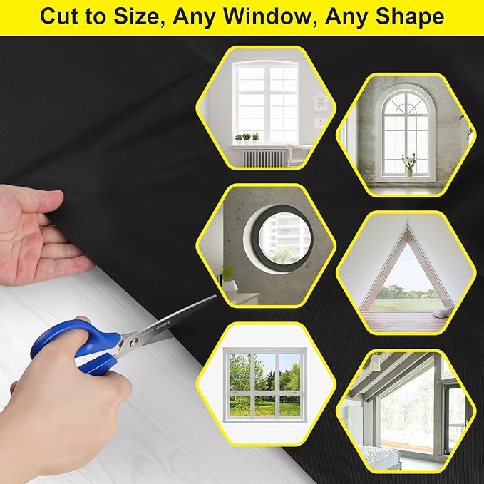 FADOTY Blackout Curtains for Bedroom, Portable 100% Black Out Window Cover Film