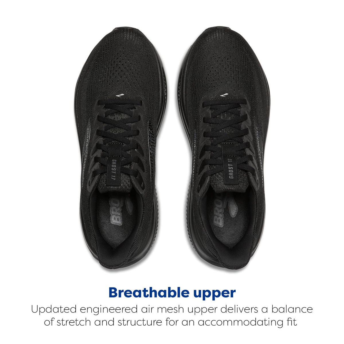 Brooks Men’s Ghost 17 Neutral Running Shoe - Black/Black/Ebony - 12.5 Medium