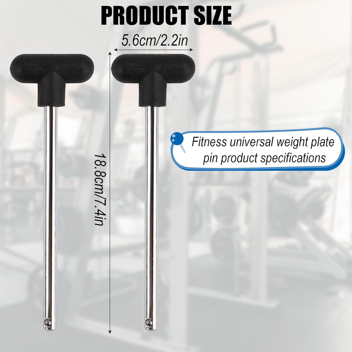 Skiennix T-Shaped Weight Stack Pin - 3/8 Inch Diameter, 6 Inch Locking Space for Gym Machines