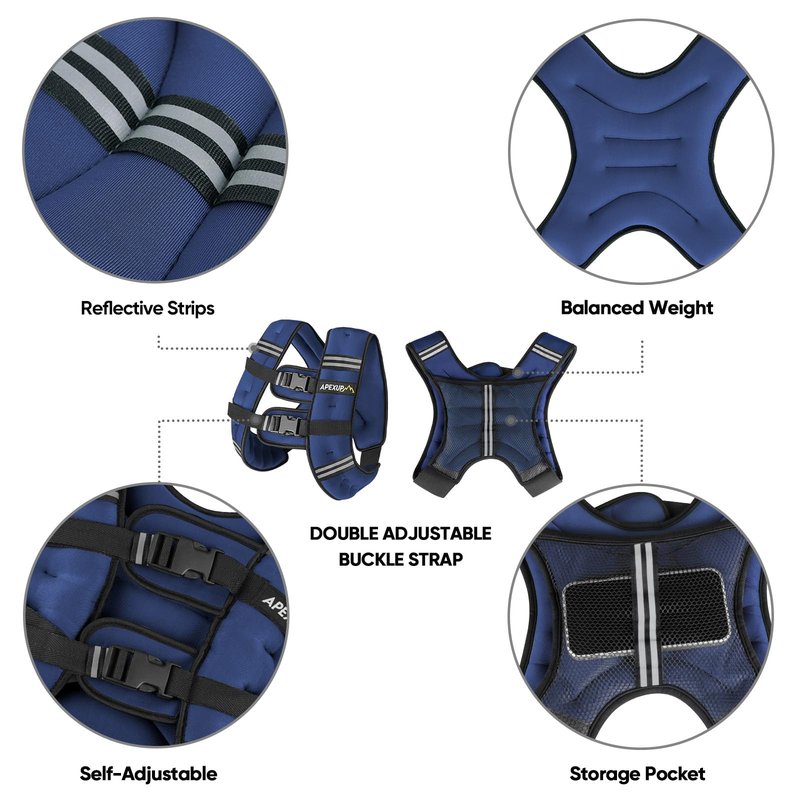 APEXUP 20lbs Weighted Vest Men Women, Weight Vest for Women Workout Equipment for Strength Training Running (Blue)