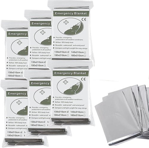 6 Pack Emergency Mylar Blankets,Emergency Survival Blanket Survival Gear & Camping Supplies,Insulating Reflective Foil Survival Blankets for Camping, Hiking, and Outdoor Rescue Kits