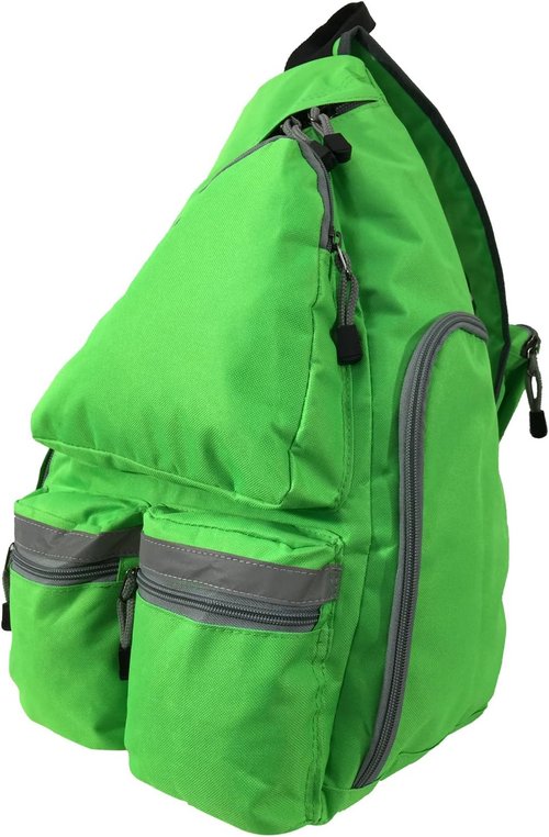 Heavy Duty Water-Resistant Sling Backpack for Laptops & Books - Reflective Safety Stripes