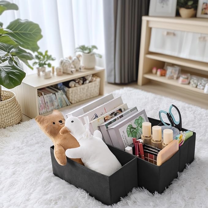 Criusia Drawer Organizer Clothes, 10 Pack Dresser Organizer for Baby Clothes, Underwear, Sock- Foldable Closet Organization and Storage Dividers Bins for Nursery, Bedroom (Black)