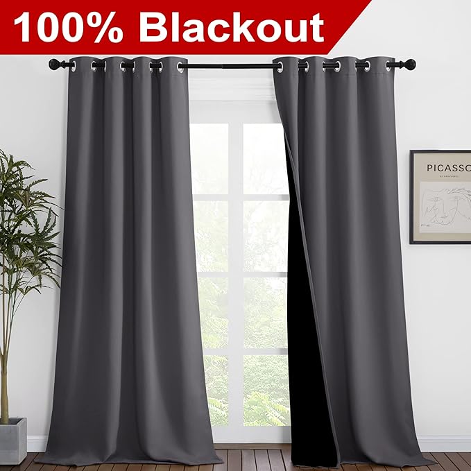 NICETOWN 100% Blackout Blinds, Laundry Room Decor Window Treatment Curtains
