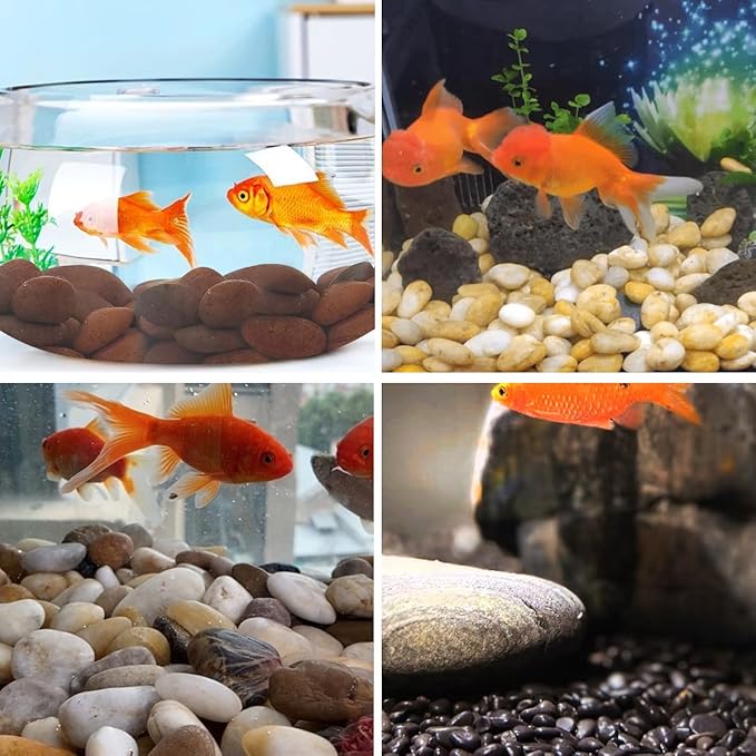 YISZM 20lbs Red River Rocks for Landscaping, 1-2 Inch Natural Pebbles for Indoor Plants, High Polished Decorative Stones Vase Filler Fish Tank Aquariums Garden