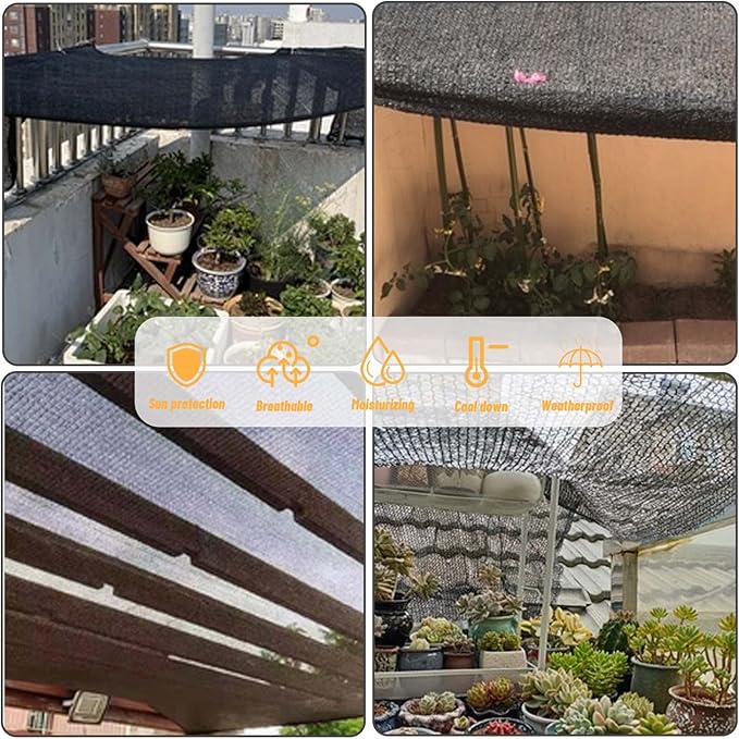 Cool Area 70% 8x12ft Sunblock Shade Cloth Cover Mesh UV Resistant Net for Garden Flower Plant Greenhouse, Black