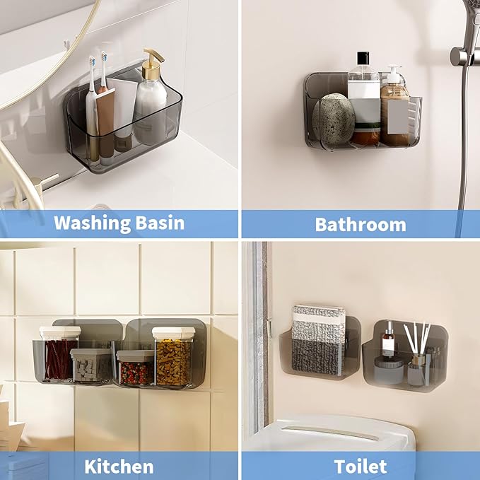 Diesisa 2pc Acrylic Wall Mount Organizer, Adhesive Cabinet Door Organizer