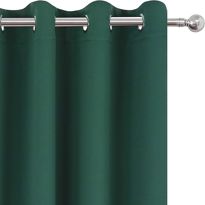 LEMOMO Dark Green Thermal Blackout Curtains/52 x 72 Inch/Set of 2 Panels Room