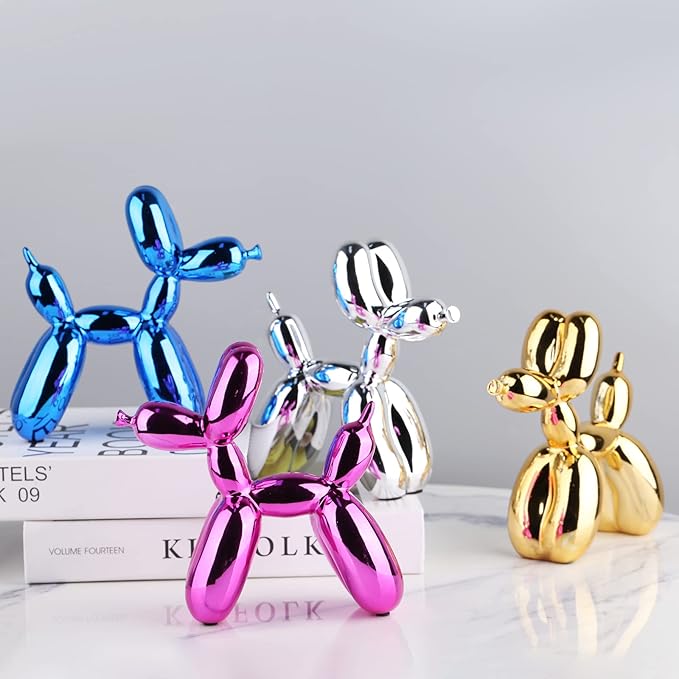 Red Balloon Dog Decor,Balloon Animal Decor,Shelf Decor Preppy Room Decor,Cute Statue Home Decor, Bedroom Modern Sculpture Desk Decor,Office Gold Decorations Small Figurines