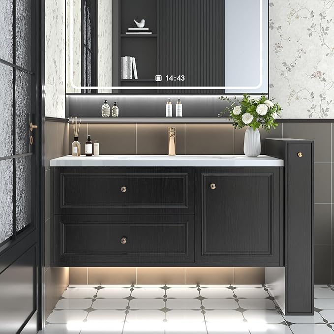 Abyssaly Black Wood Wallpaper 15.7 Inch X 196 Inch Peel and Stick Paper