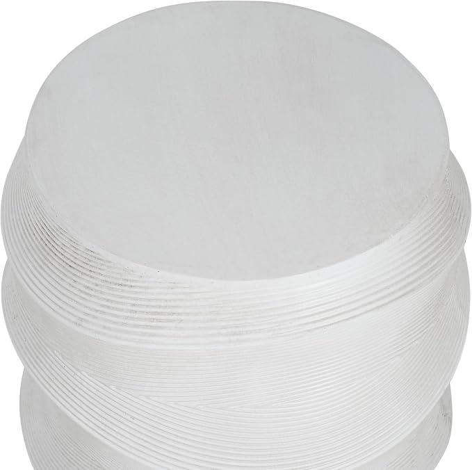 Christopher Knight Home Janna MGO Outdoor Side Table, Round Patio Decorative Small End Table with Layered Surface, Lightweight Concrete Garden Accent Table for Patio Balcony, No Assembly, White