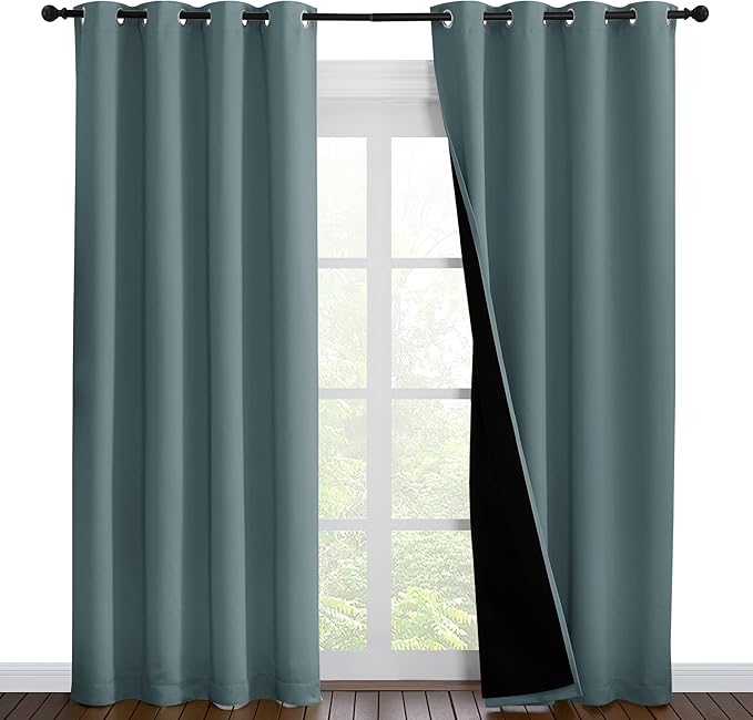 NICETOWN 100% Blackout Curtains 86 inches Long, Pair of Energy Smart & Noise