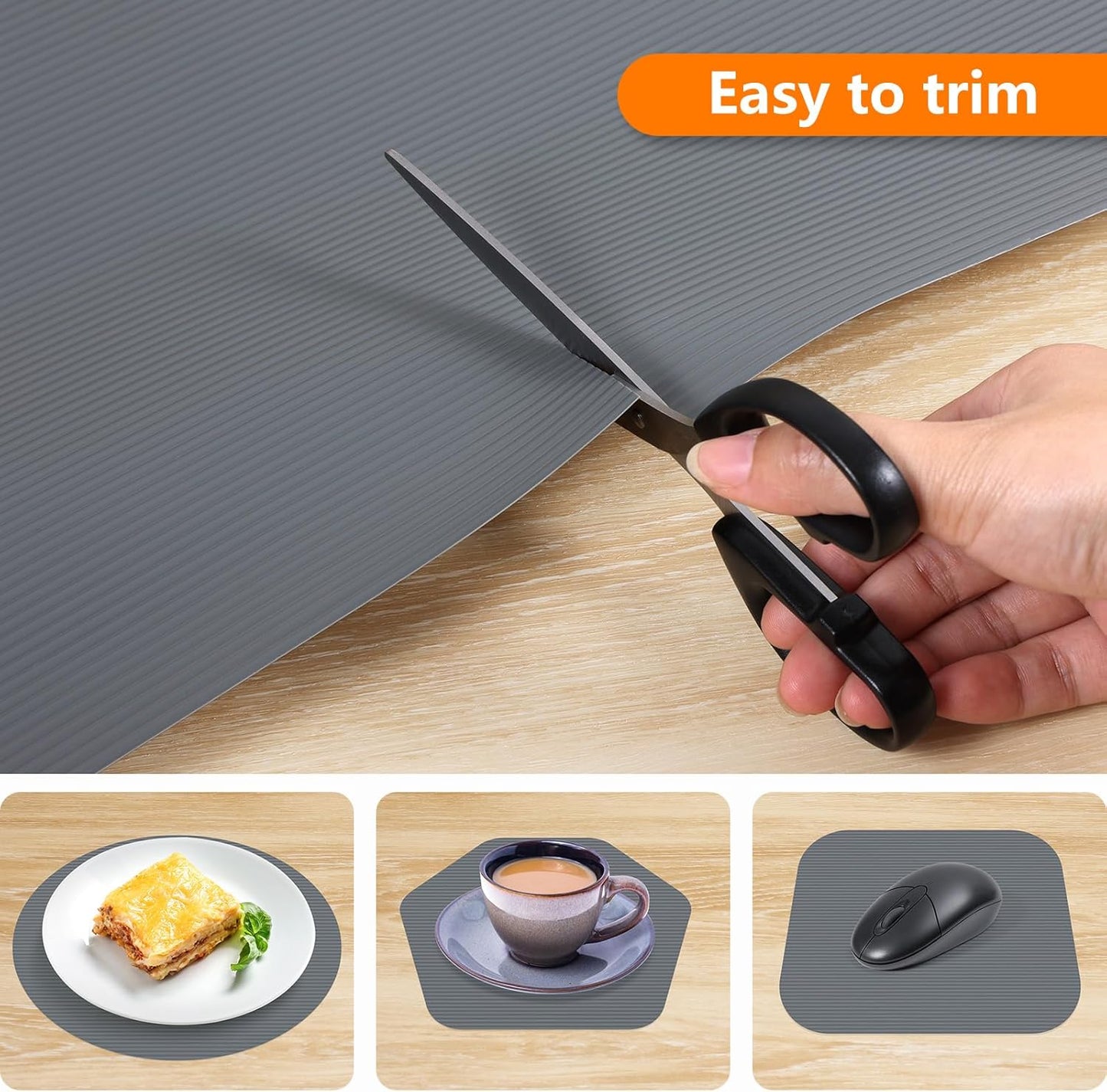 Shelf Liners for Kitchen Cabinets Drawer Liner Non Adhesive Cupboard Mat EVA Material Waterproof Refrigerator Mats Washable Fridge Liner for Cupboard and Desks Liner Gray 11.8 x 118 Inches