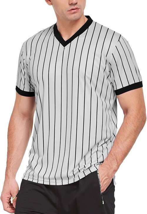 FitsT4 Referee Shirt - Grey V-Neck Performance Jersey for Basketball & Wrestling Officials
