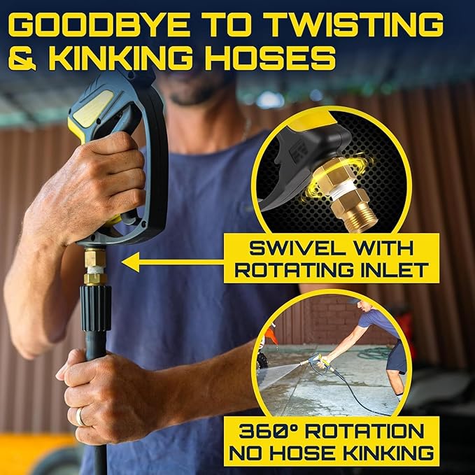 Clean Car USA Foam Cannon Pressure Washer Gun, Stubby Foam Sprayer for Car Wash, Power Washer Swivel for Pressure Washers - Incl. Wash Mitt & Microfiber Towel, Ultimate Detailing Kit for Deep Cleaning