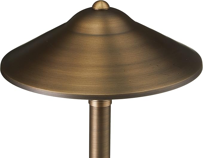 VOLT Max Spread 12V Cast Brass Path Light (25" Tall, 9" Shade) with 3W 2700K Warm White G4 LED Bulb for Low Voltage Landscape Lighting on Outdoor Pathway, Walkway, Garden, Driveway or Patio