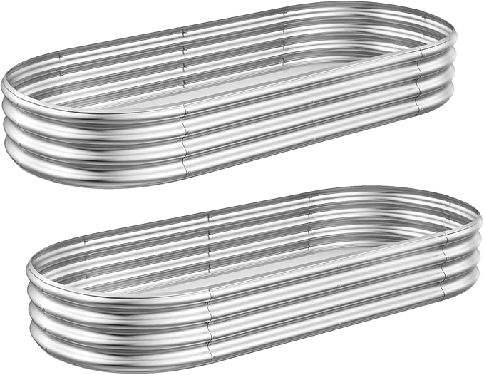 2-Pack Metal Raised Garden Bed, 4x2x1ft Galvanized Planter Box for Outdoor Vegetables & Flowers, Corrosion-Resistant Raised Garden Beds Outdoor with Open-Bottom Design, Lead-Free Herb Garden Planter