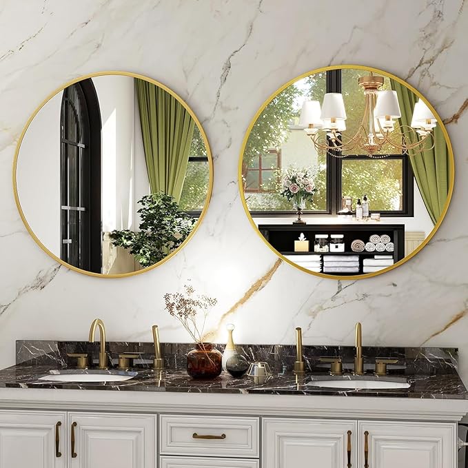 HARRITPURE Round Mirror 36 Gold Wall Mounted Circle Mirrors Vanity Mirror