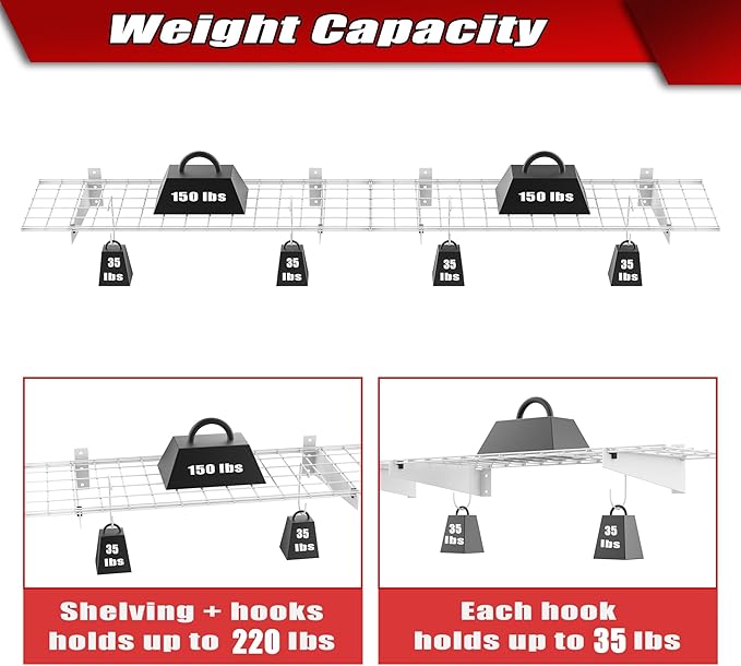 WALMANN 2 Pack Garage Wall Shelves, 45x15 inch Wall Mounted Storage Shelves