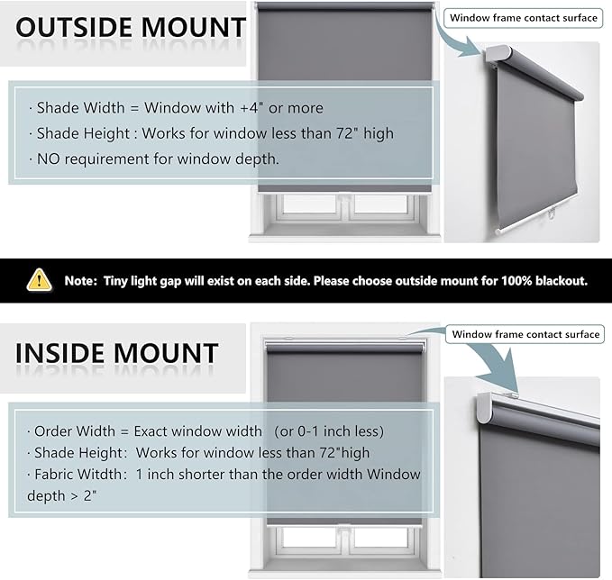 AOSKY Cordless Roller Shades Blackout Blinds