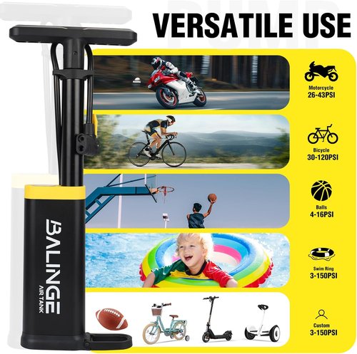 High-Pressure Portable Tire Pump by [Brand Name] - Up to 120 PSI, Ergonomic Design, Fits Presta & Schrader Valves