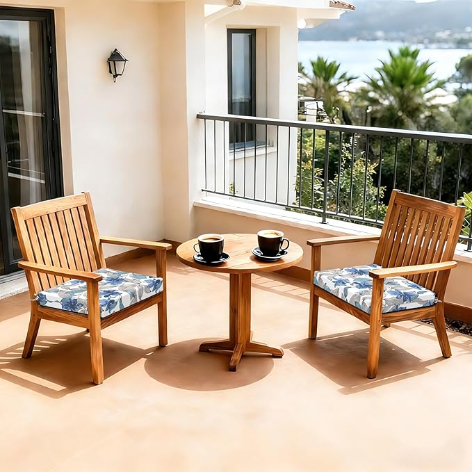 LVTXIII Outdoor Seat Cushions Set of 2 Square Chair Cushions with Ties, Patio Chair Pads for Home Office and Patio Garden Furniture Decoration 22"x22"x3", ‌Clemens Noir Blue