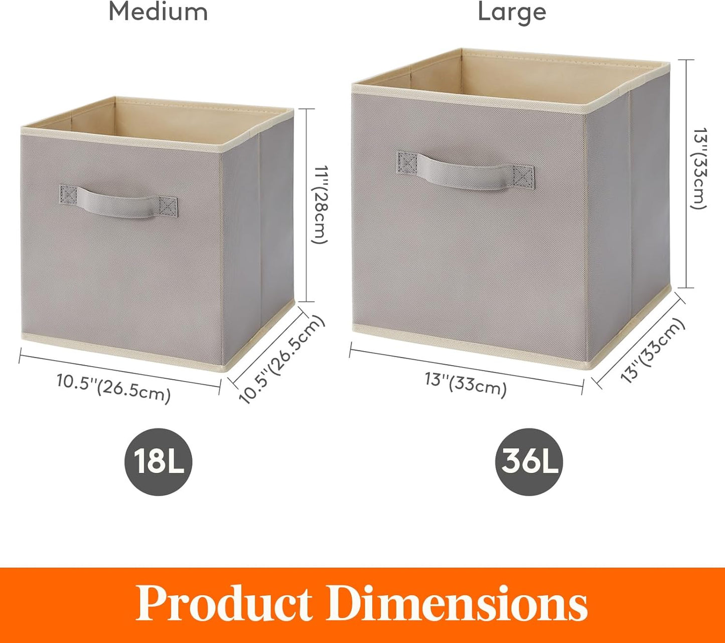 Lifewit 12 Packs Storage Cubes, 11 Inch Cube Storage Bins, Foldable Decorative Fabric Storage Baskets for Organizing Home Organizers with Handles for Shelves, Closet, Light Gray