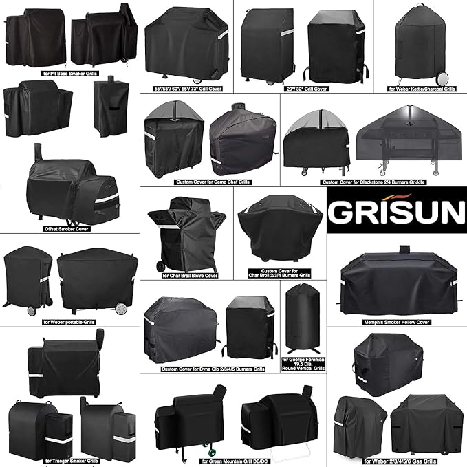 Grisun Grill Cover for Oklahoma Joe's Longhorn Offset Smoker, Anti-UV Waterproof Offset Smoker Cover for Oklahoma Joe's 13201747-50, Heavy-Duty 600 D Polyester, Black (70" L x 60" H x 40" W)