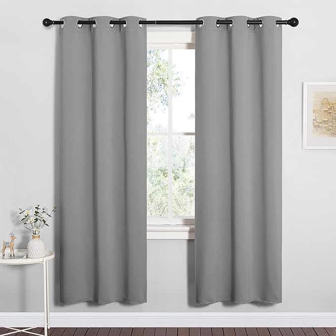 NICETOWN Silver Grey Blackout Curtain Panels