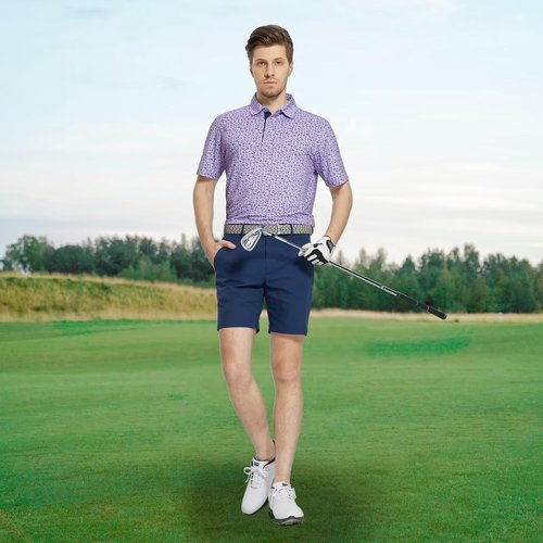 M MAELREG Men's Golf Polo Shirt - Short Sleeve Moisture-Wicking Performance with Stylish Print Patterns