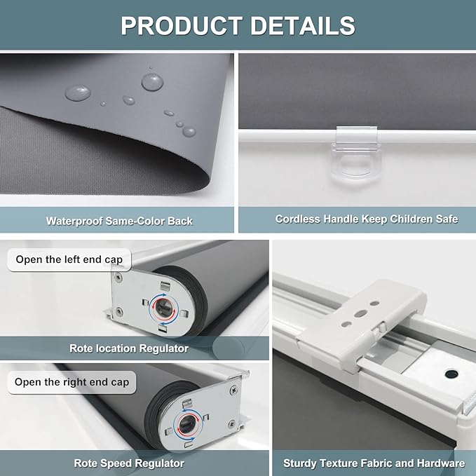 AOSKY Cordless Roller Shades Blackout Blinds