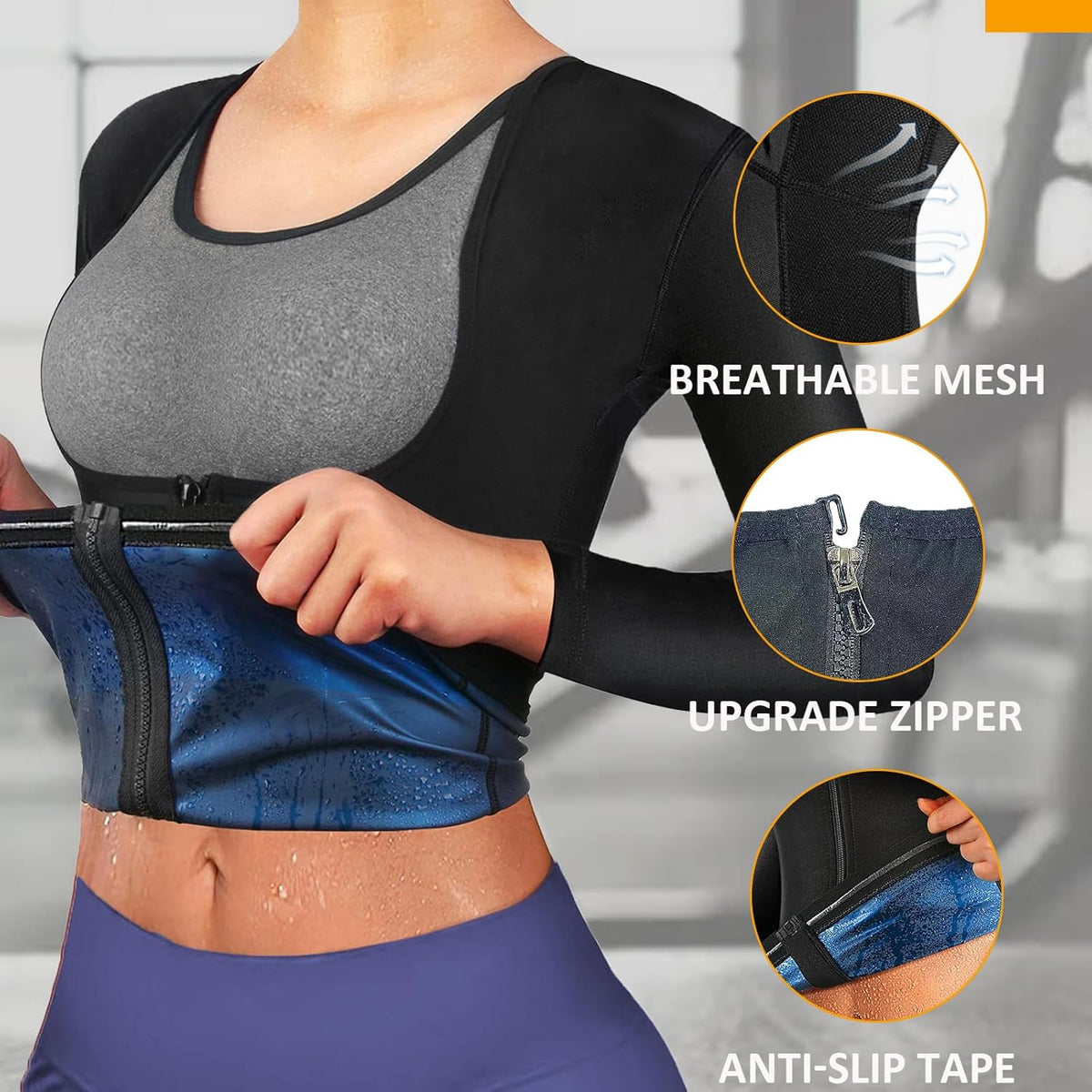Sauna Suit Shirt for Women Weight Loss Sweat Waist Trainer Vest Workout Compression Tank Top Body Shaper