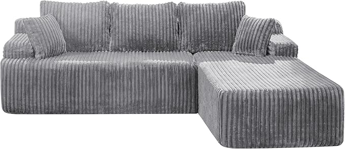 Hobestluk Modular Sectional Sofa Couches L-Shape Couch 3 Seat Modular Sofa Memory Foam Sectional Couches for Living Room, Cloud Couch with Oversized Chaise (108" Right Facing Chaise)