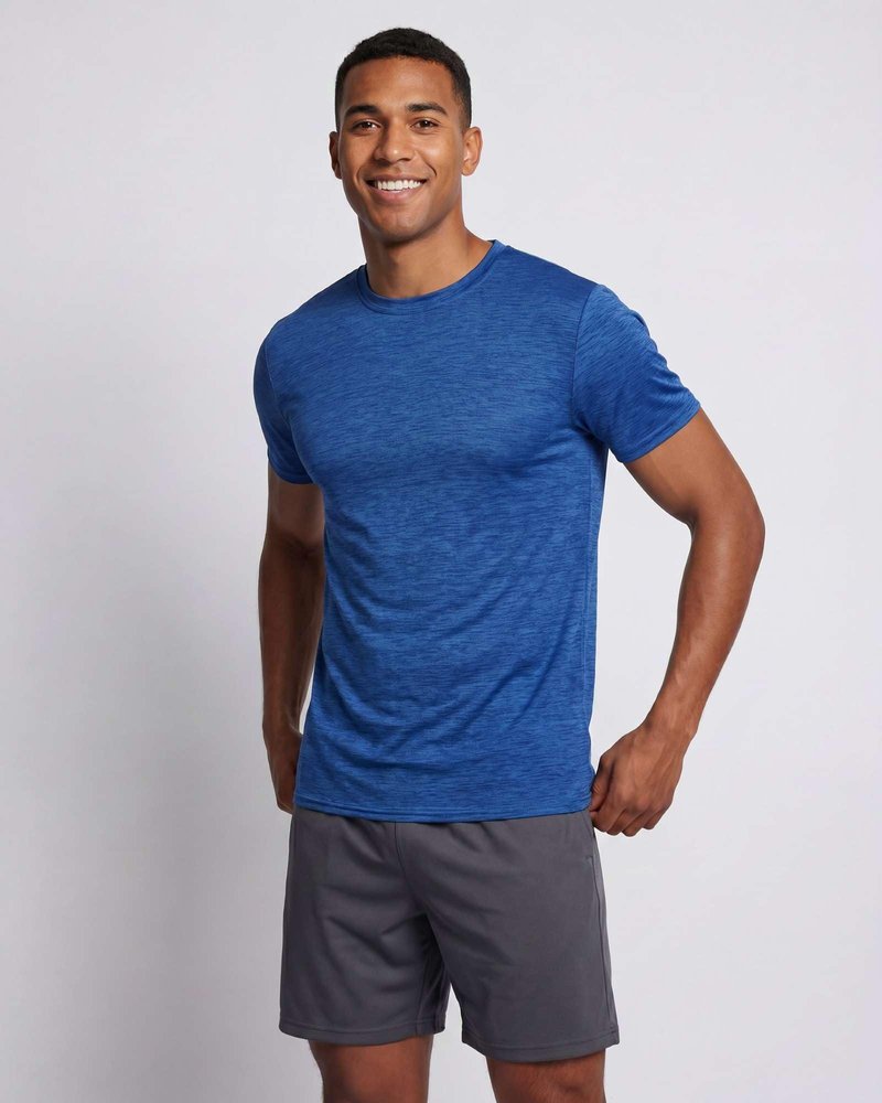 Real Essentials 5 Pack: Men's Dry-Fit Short Sleeve Crew Neck T Shirts Fitness Running Gym Workout Cool Exercise Athletic Tee, Set 2, Small
