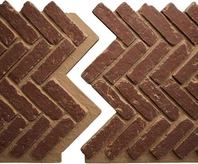 EverStone Herringbone Faux Brick Panel, 46 1/2"W x 25 1/4"H x 1"D, Cabernet