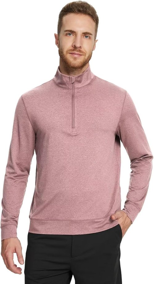 M MAELREG Quarter Zip Pullover - Men's Moisture-Wicking Performance Golf Sweatshirt | Heather Midlayer