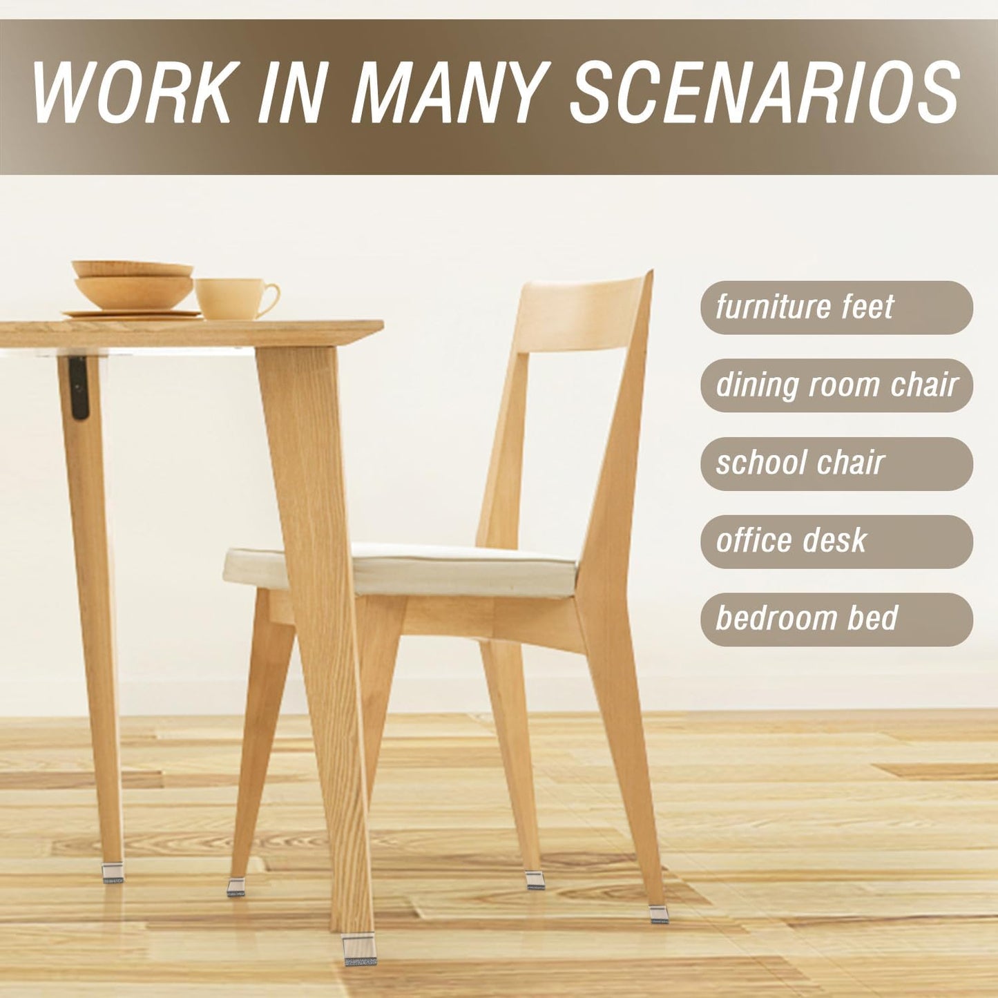 BUMACO Chair Leg Floor Protectors Rectangle Chair Leg Protectors for Hardwood Floors Silicone Pads Covers to Protect Floors(Clear-20 Pcs, Rectangle L Fit (Perimeter: 5"~5-7/8")