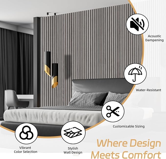 2 Pack Wood Panels for Wall, 106.3" × 11" Wood Slat Acoustic Panels for Wall