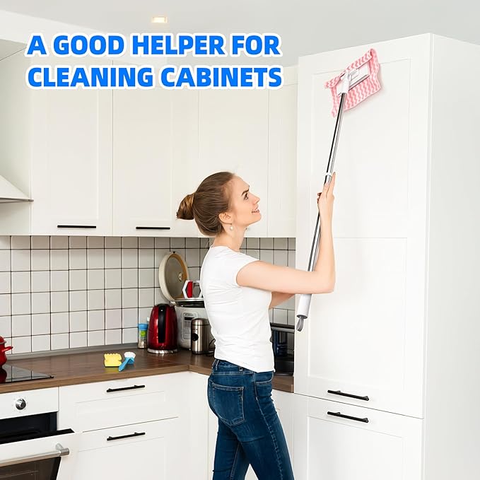 2025 New Disposable Dust Mop with a Mini Foldable Desktop Mop, Multi Surface Cleaning Flat Dust Mop for Dry Wet Disposable Pads for Kitchen Wall Bathroom Toilet Corners (Mini Mop Set)