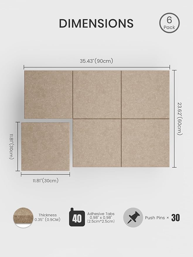 Bumusty Large Cork Board 36" x 24" Alternative