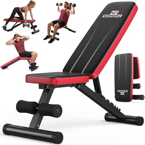 NICEPEOPLE Adjustable Weight Bench - 660LBS Capacity Home Gym Bench with 8 Backrests | Compact & Foldable Design