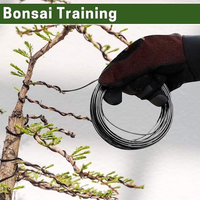 Bonsai Wire Kit, 4 Rolls Total 64Ft Aluminum Bonsai Training Wire Set for Indoor 1.0MM, 1.5MM, 2.0MM