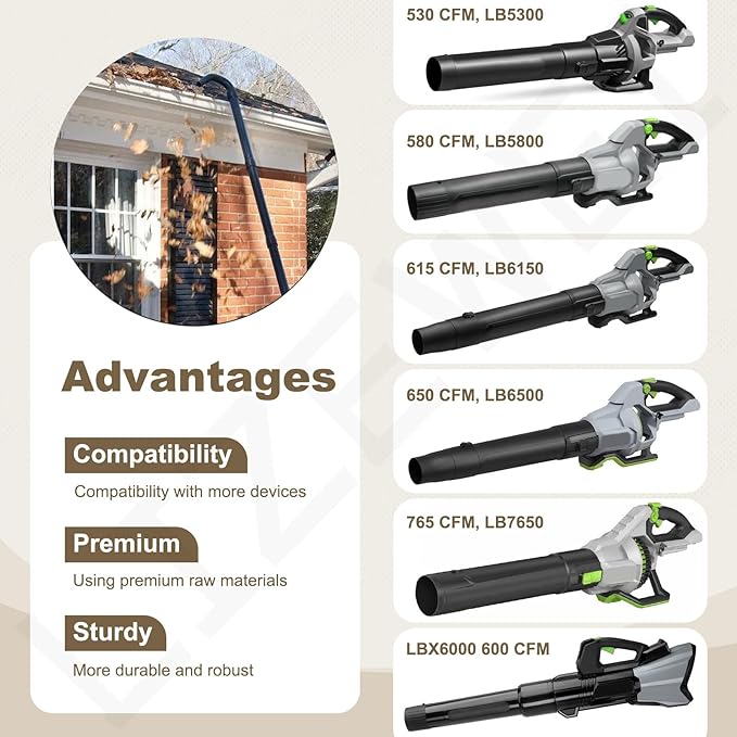 Gutter Cleaning Attachment Replaces AGC1000 Cleaning Kit & Mounting Bracket Kit for EGO 530CFM 580CFM 575CFM 650CFM 615CFM LBX6000, W/Battery Holders - Easily Clear Leaves And Debris From Gutters