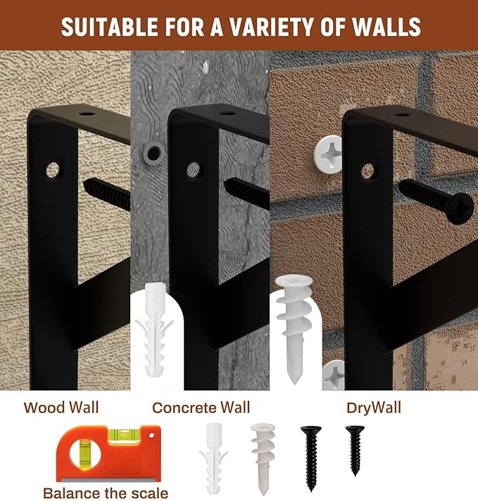 LEOPO Corner Floating Shelves Wall Mounted Set of 6, Corner Wall Shelves Rustic