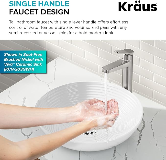KRAUS Indy Bathroom Faucet for Vessel Sink in Matte Black, KVF-1410MB
