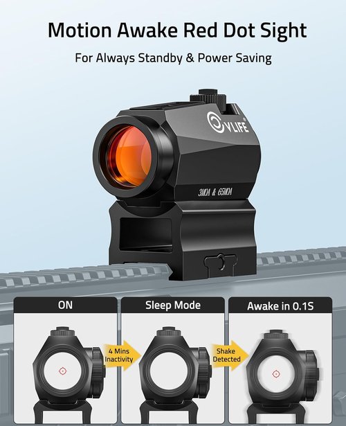 CVLIFE Red Dot Sight - Motion Awake 1x20mm Optics Scope with Co-Witness Riser & Low Mount | IPX7 Waterproof
