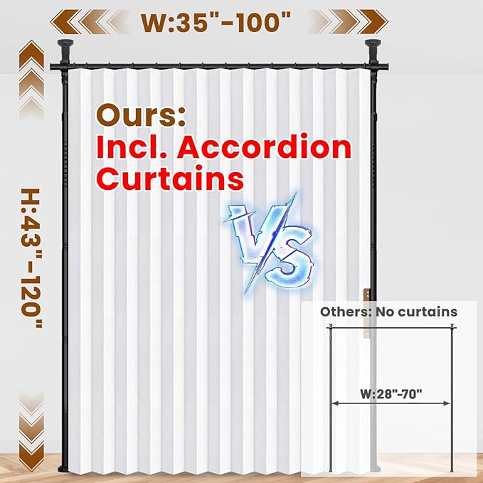 100% Blackout Room Divider Curtains Sets White W100 x L96 in 1 Panel No Drill