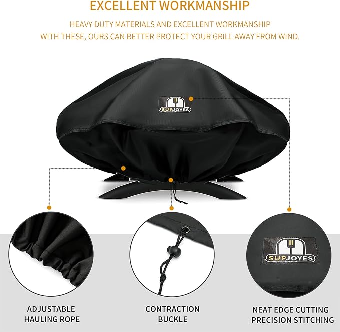 Grill Cover for Weber Q Series Grills, Portable BBQ Cover for Weber Q1200, Q1000 and Q100 Series